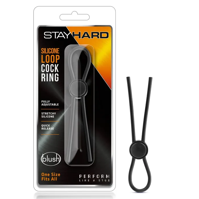 Male Sex Toys LonBrook Stay Hard Silicone Loop Cock Ring Black
