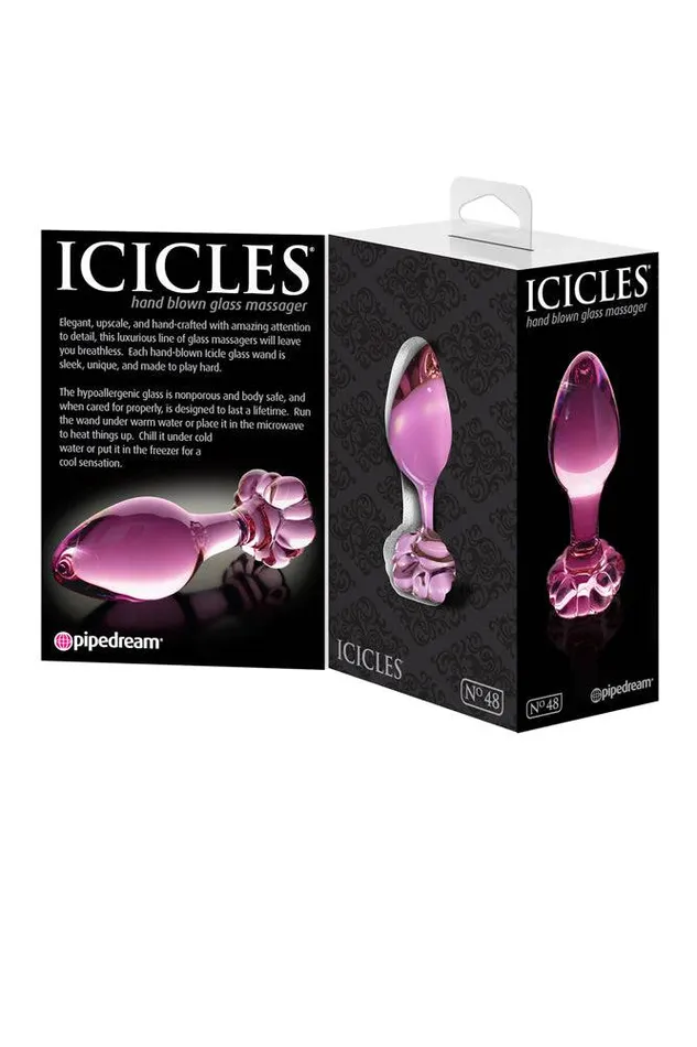 Pipedream Icicles No 48 Glass Flower Butt Plug Pink Pipedream Anal