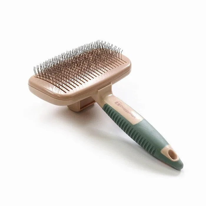 DoggyMan Hayashi BS Cushion Slicker Brush with Cleaning Function Grooming Pet Brush Rose Gold DoggyMan Vibrators