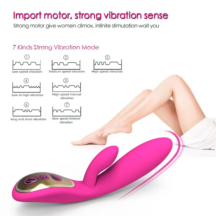 YOSPOSS Female Sex Toys 7 Modes Waterproof GSpot Rabbit Massager Rechargeable Dual Stimulation