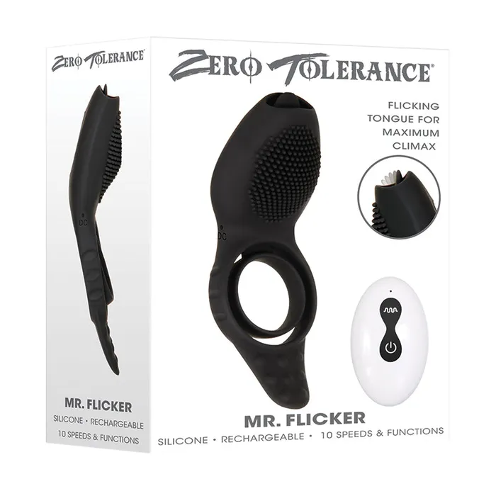 Evolved Anal Zero Tolerance Mr Flicker Rechargeable RemoteControlled Flicking Tongue Vibrating Silicone Cockring Black Evolved Anal Zero Tolerance Mr Flicker Rechargeable RemoteControlled Flicking Tongue Vibrating Silicone Cockring Black