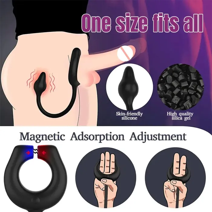 Inyarose Male Sex Toys Magnetic Cock Ring with 10 Vibrations