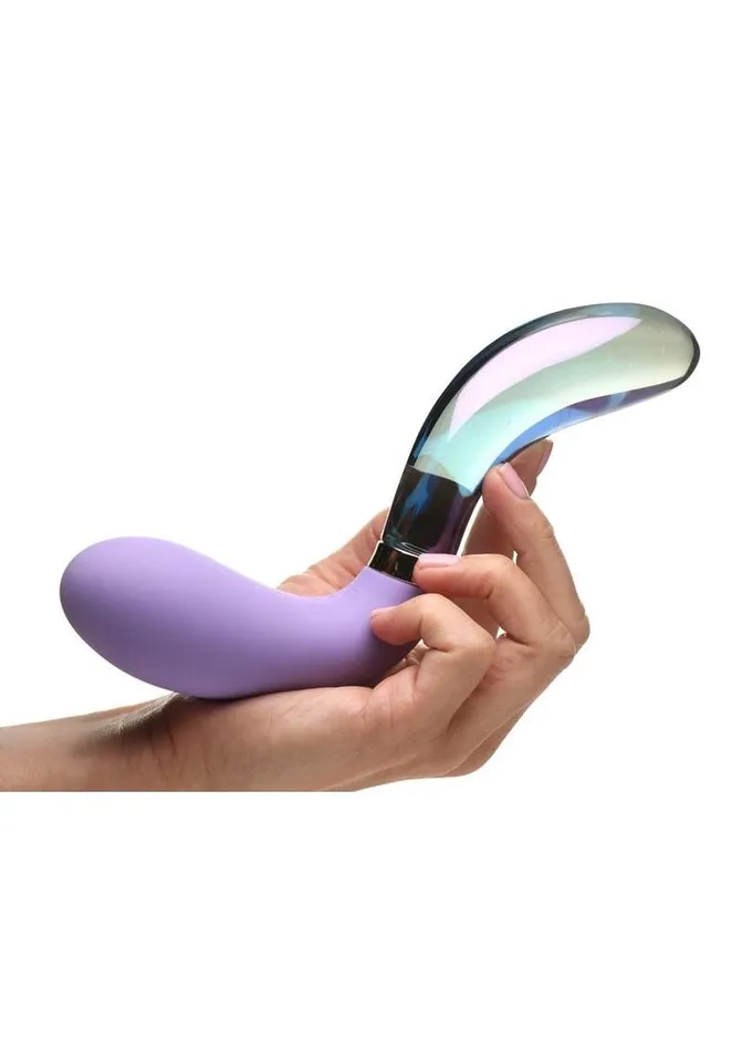 Prisms Dildos Prisms VibraGlass 10x Pari Duel End Wavy Rechargeable SiliconeGlass Vibrating Dildo