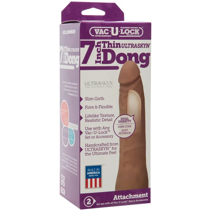 VacULock Dildos VacULock Ultraskyn Thin Dong Brown 7 Inch