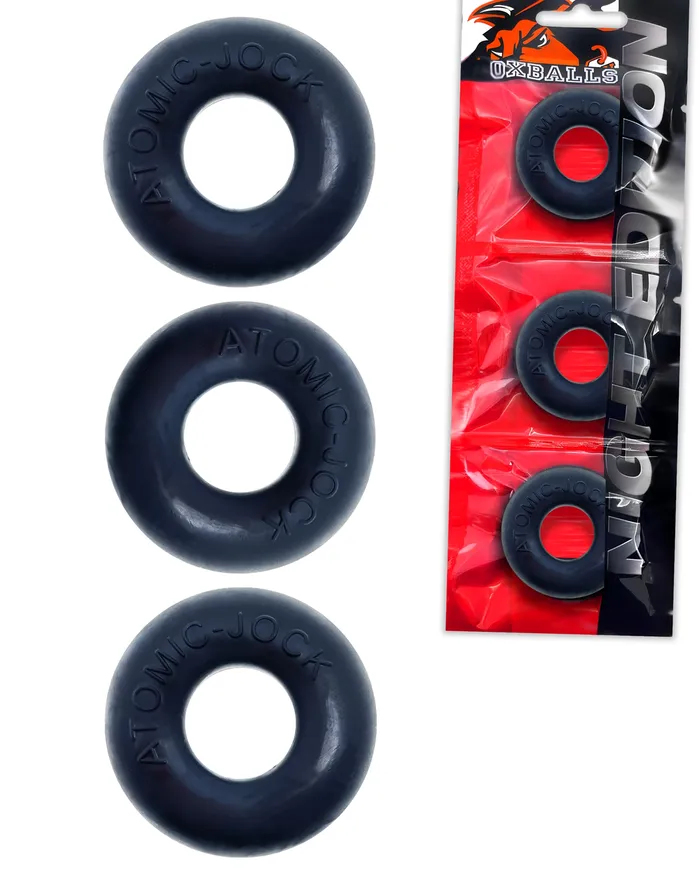 Anal Ringer Cockring 3 Pack Small Night Black Oxballs Anal Ringer Cockring 3 Pack Small Night Black Oxballs