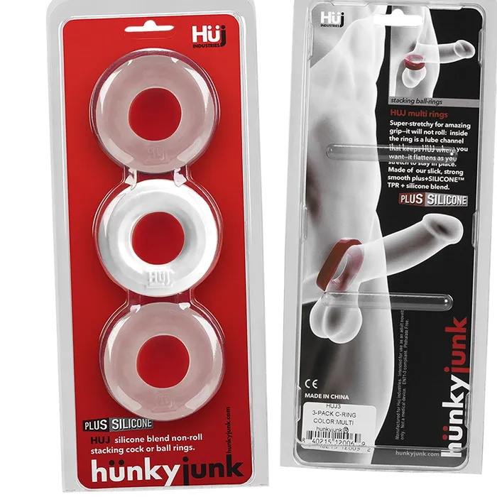 Male Sex Toys Oxballs Huj3 CRing 3Pack White Clear Ice