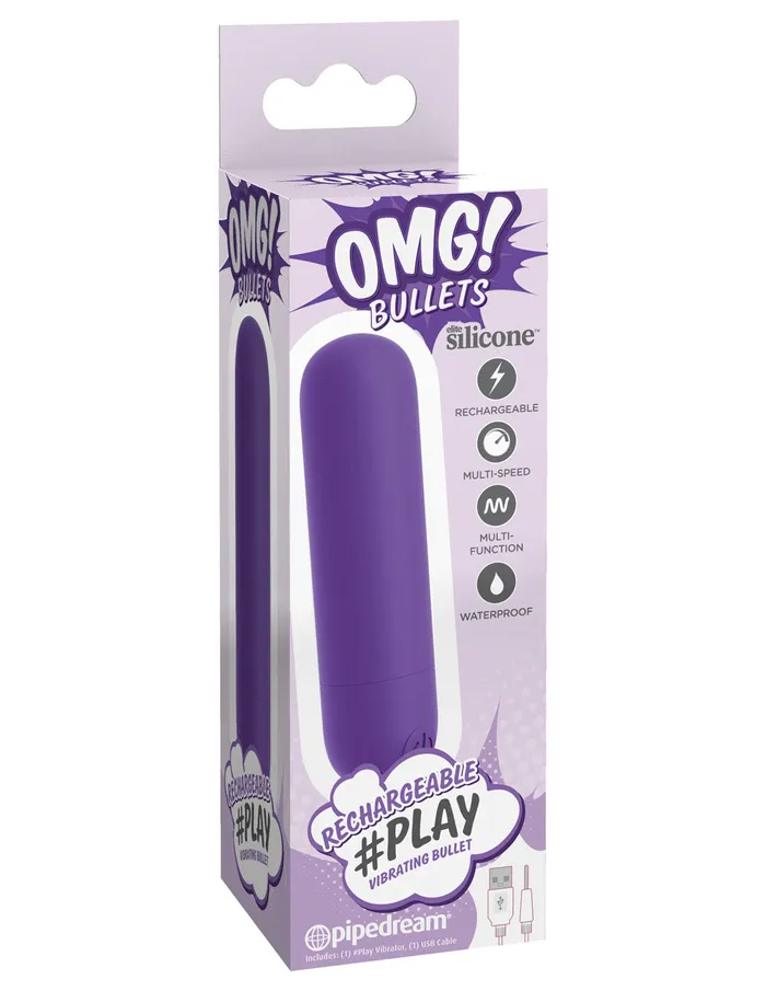 Pipedream Female Sex Toys Omg Bullets Play Rechargeable Vibrating Bullet Purple
