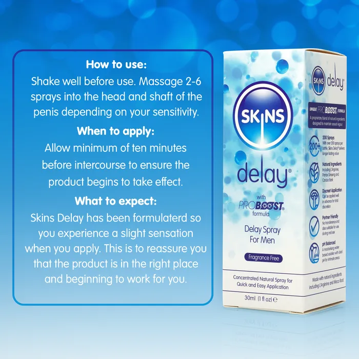 Vibrators Skins Skins Natural Delay Spray 30ml Fragrance Free